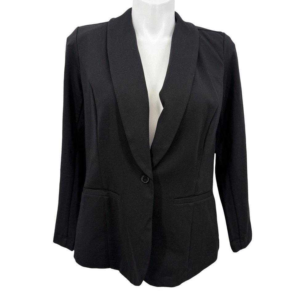 Eloquii Rayon Blazer One Button Womens SZ 16 Black Professional Office Business